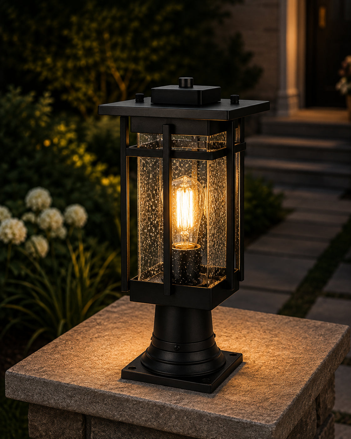 6.5 Inch Outdoor Post Light In Black - View 2 - Joshua Marshal