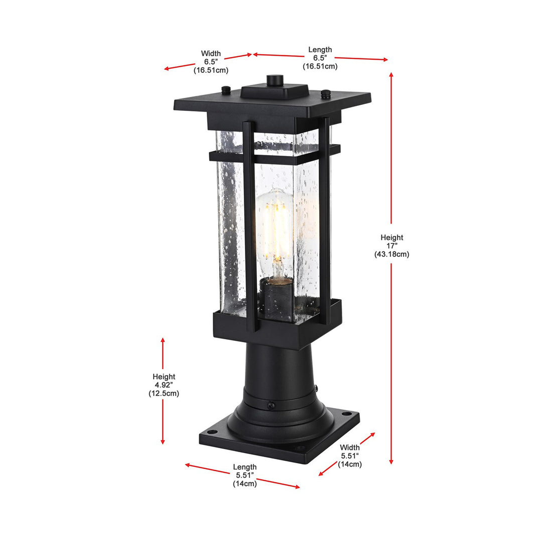 6.5 Inch Outdoor Post Light In Black - View 5 - Joshua Marshal