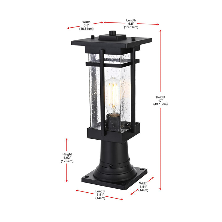 6.5 Inch Outdoor Post Light In Black - View 5 - Joshua Marshal