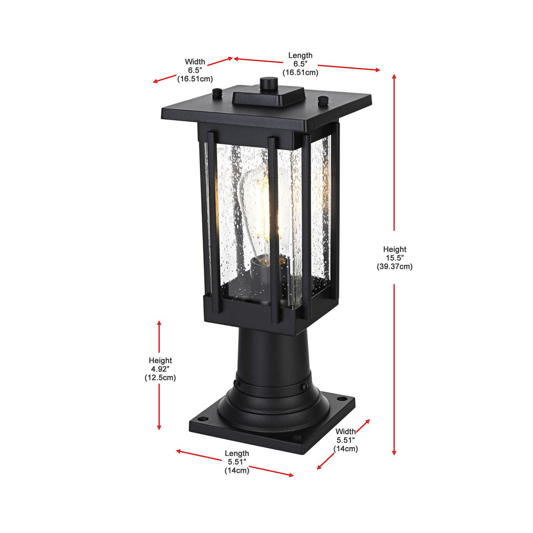 6.5 Inch Outdoor Post Light In Black - View 5 - Joshua Marshal