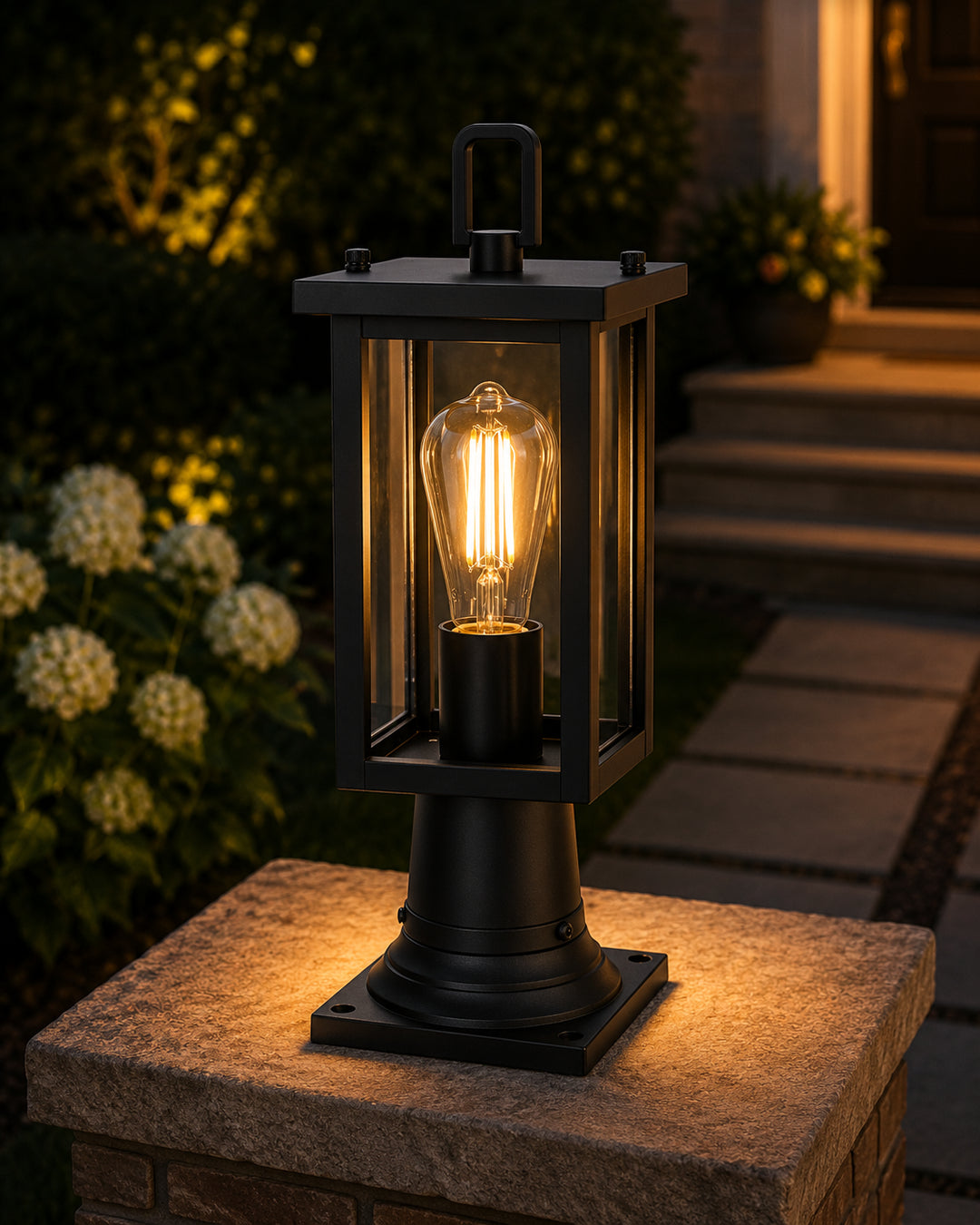 6 Inch Outdoor Post Light In Black - View 2 - Joshua Marshal