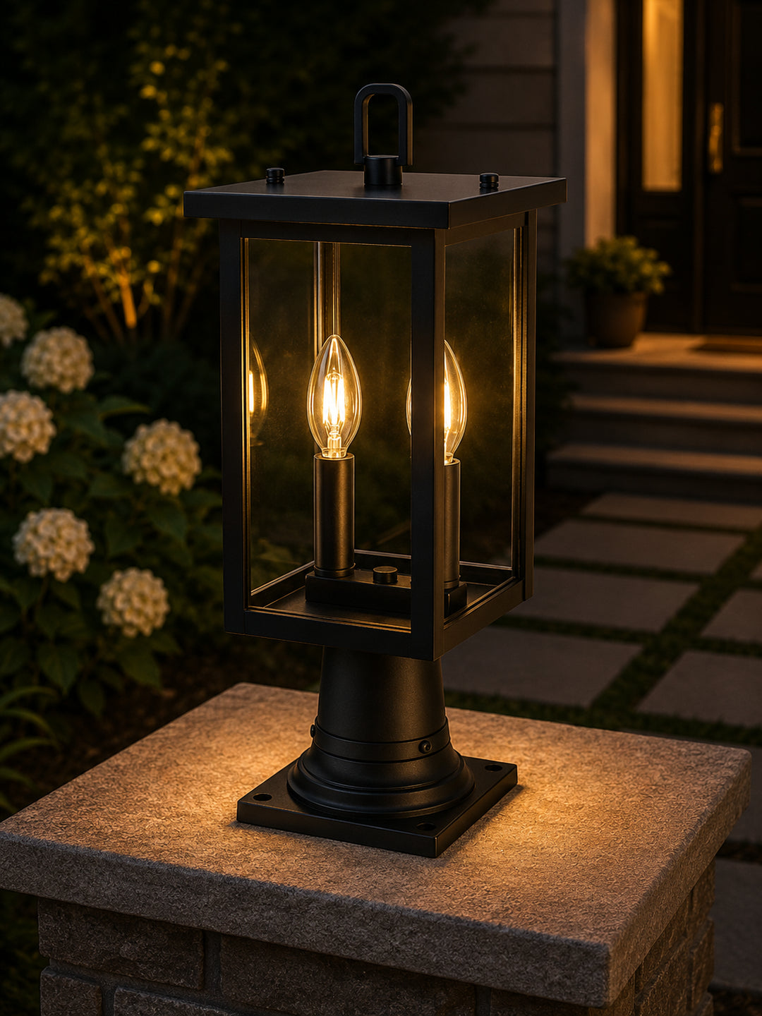 7 Inch Outdoor Post Light In Black - View 2 - Joshua Marshal
