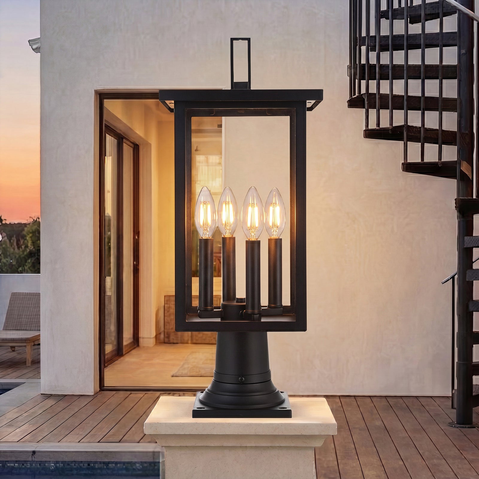 9 Inch Outdoor Post Light In Black Black Finish - LIGHTING by Joshua Marshal