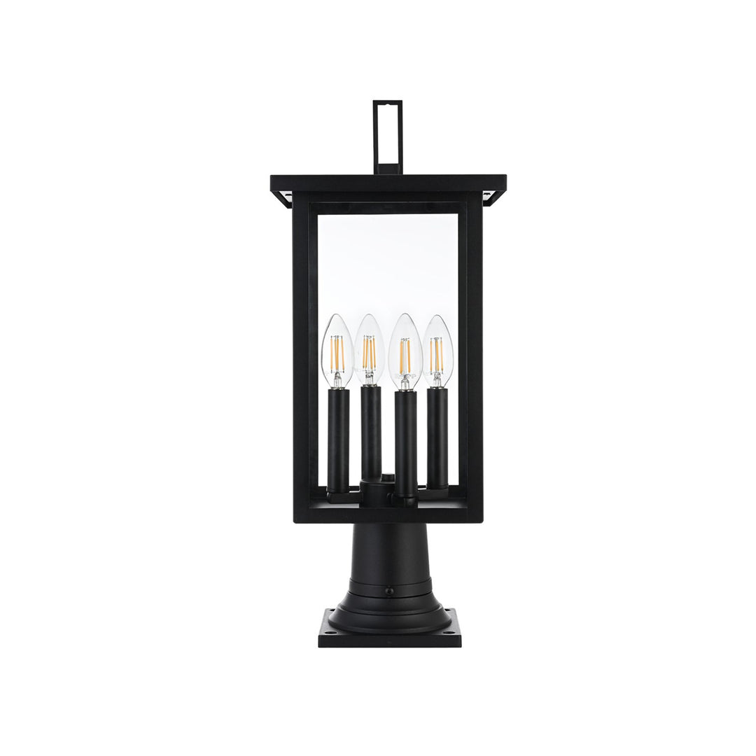 9 Inch Outdoor Post Light In Black - View 3 - Joshua Marshal