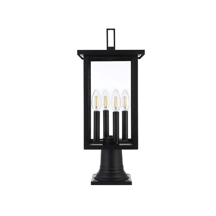 9 Inch Outdoor Post Light In Black - View 3 - Joshua Marshal