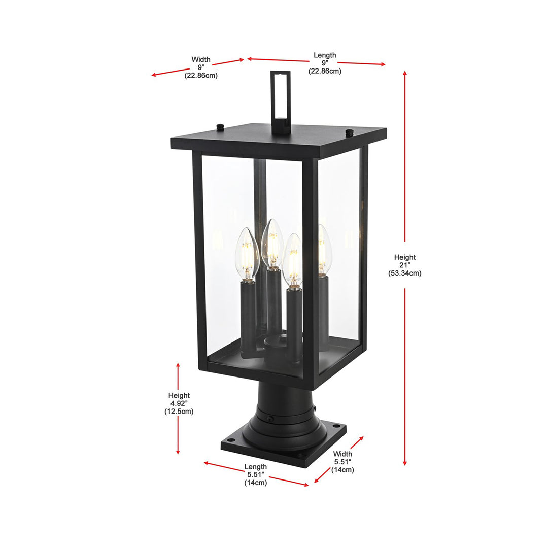 9 Inch Outdoor Post Light In Black - View 4 - Joshua Marshal