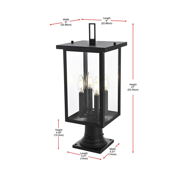 9 Inch Outdoor Post Light In Black - View 4 - Joshua Marshal