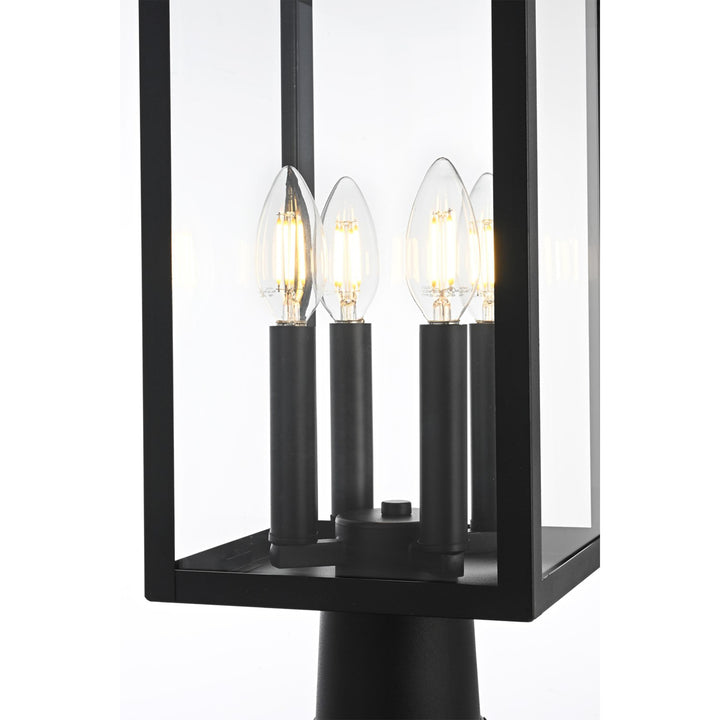 9 Inch Outdoor Post Light In Black - View 5 - Joshua Marshal