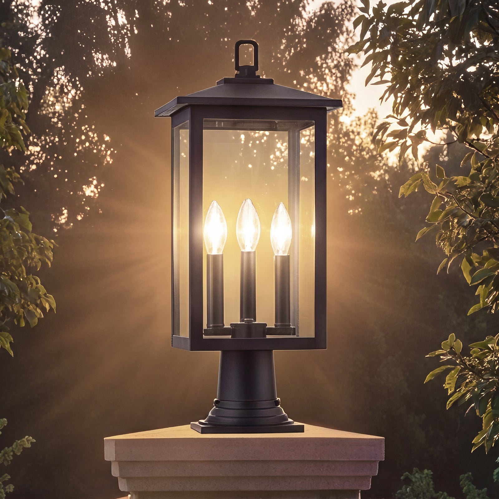 9 Inch Outdoor Post Light In Black Black Finish - LIGHTING by Joshua Marshal