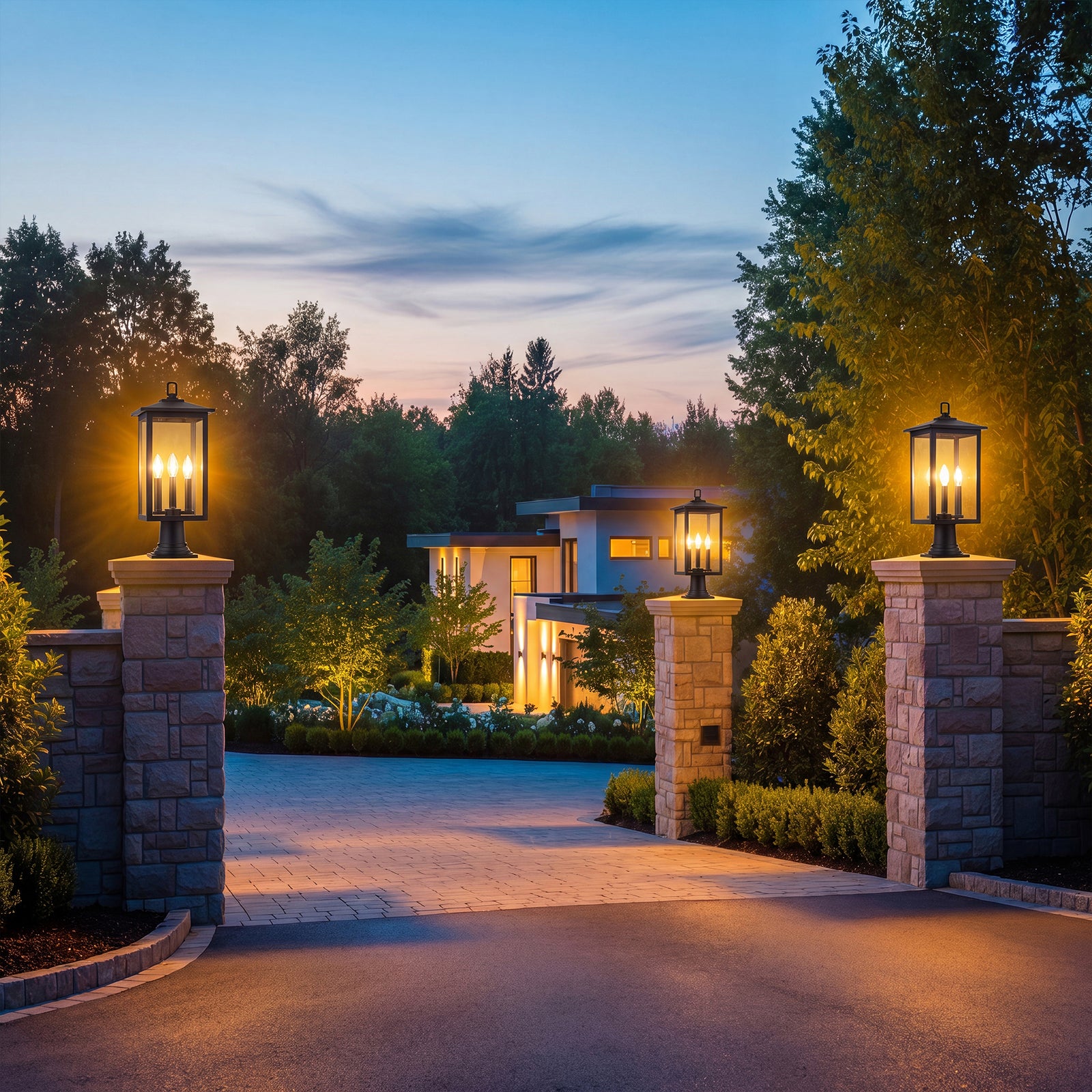 9 Inch Outdoor Post Light In Black - View 2 - Joshua Marshal