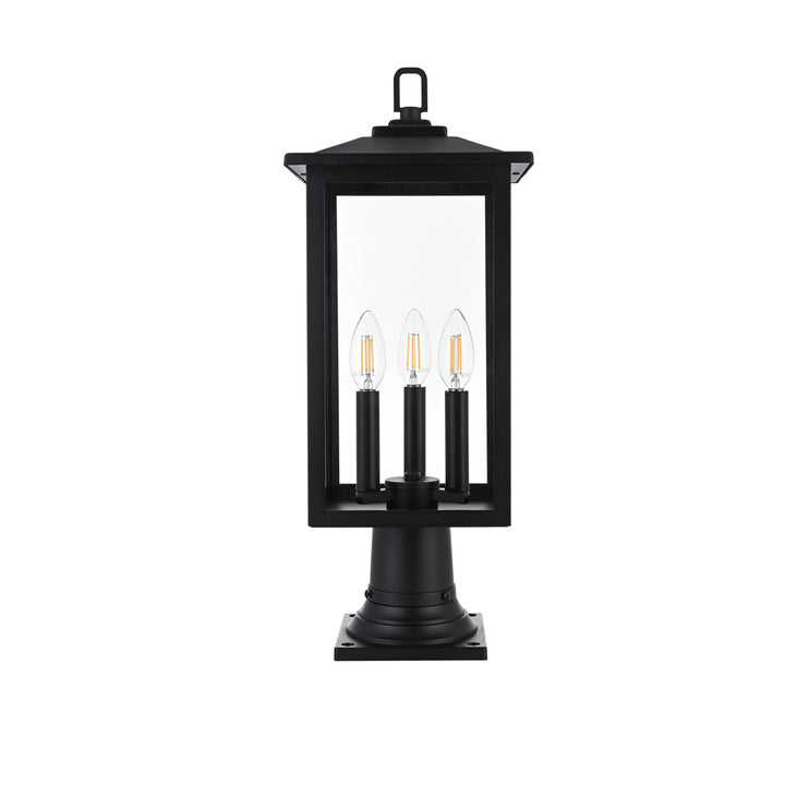 9 Inch Outdoor Post Light In Black - View 3 - Joshua Marshal