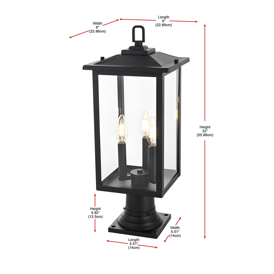 9 Inch Outdoor Post Light In Black - View 4 - Joshua Marshal