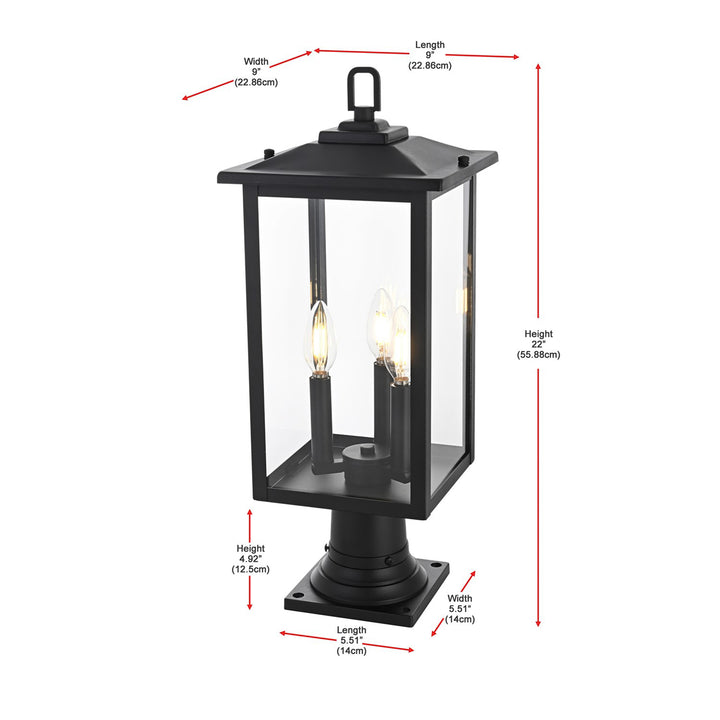 9 Inch Outdoor Post Light In Black - View 4 - Joshua Marshal