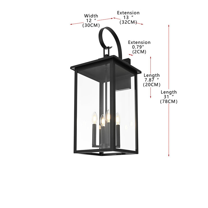 12 Inch Outdoor Wall Sconce In Black - View 5 - Joshua Marshal