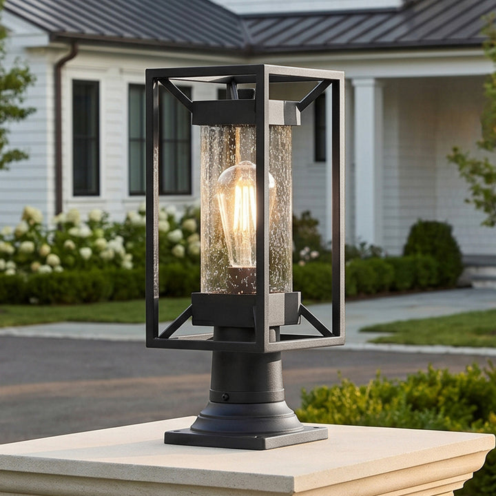 7 Inch Outdoor Post Light In Black Black Finish - LIGHTING by Joshua Marshal