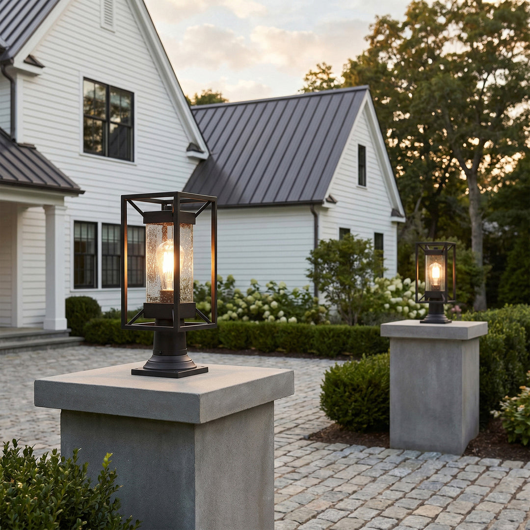 7 Inch Outdoor Post Light In Black - View 2 - Joshua Marshal