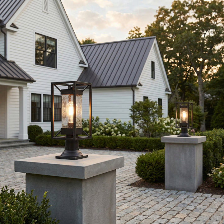 7 Inch Outdoor Post Light In Black - View 2 - Joshua Marshal