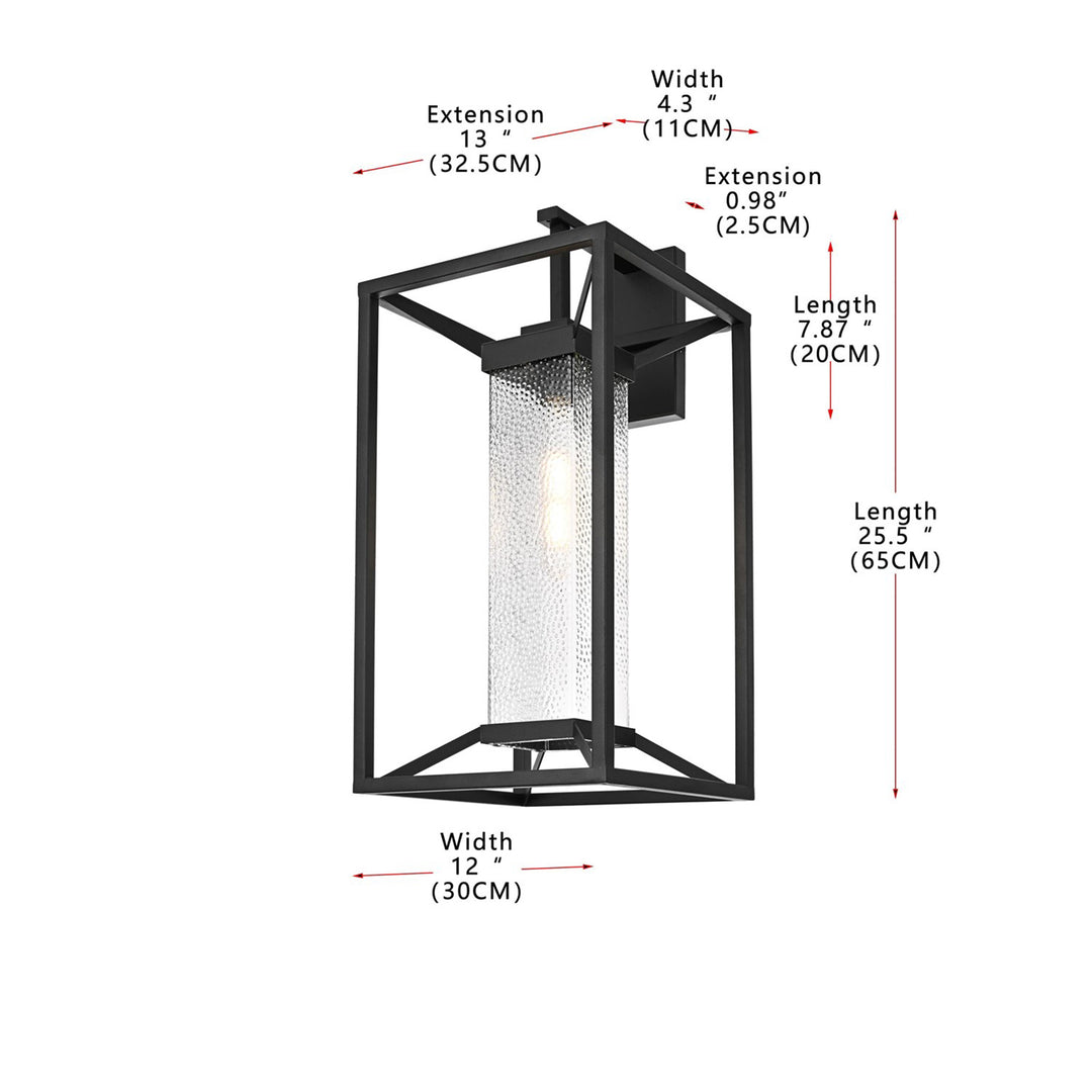 12 Inch Outdoor Wall Sconce In Black - View 5 - Joshua Marshal