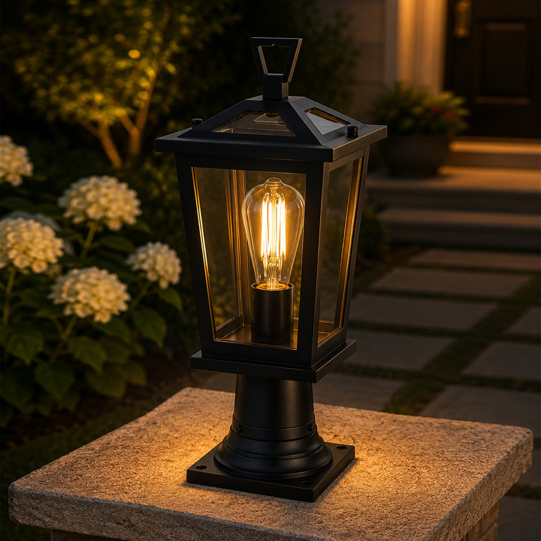 7 Inch Outdoor Post Light In Black Black Finish - LIGHTING by Joshua Marshal