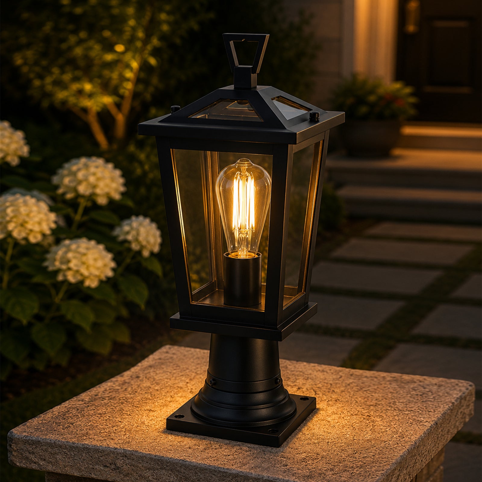 7 Inch Outdoor Post Light In Black Black Finish - LIGHTING by Joshua Marshal
