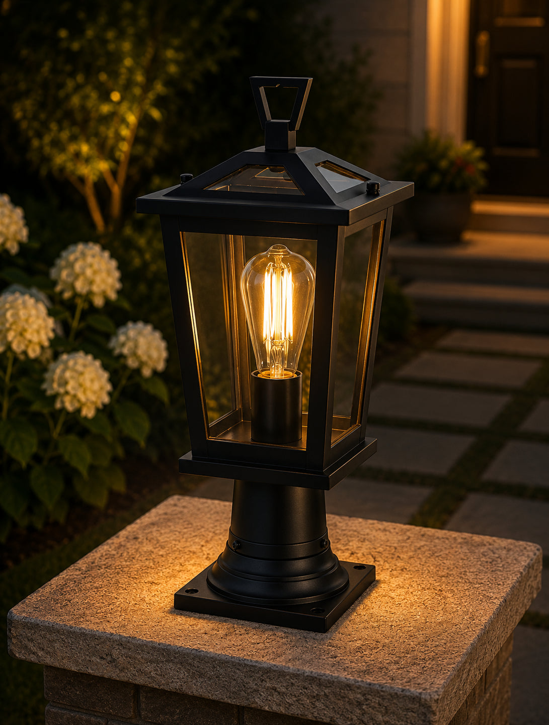 7 Inch Outdoor Post Light In Black - View 2 - Joshua Marshal