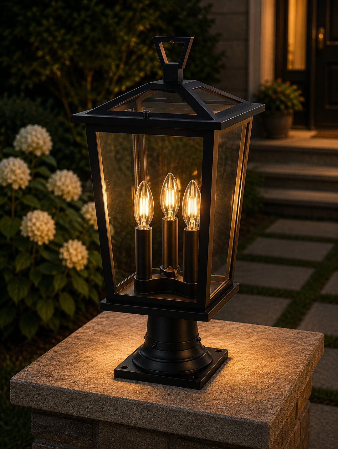 9.5 Inch Outdoor Post Light In Black - View 2 - Joshua Marshal