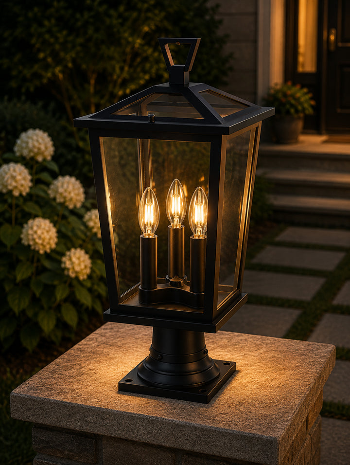 9.5 Inch Outdoor Post Light In Black - View 2 - Joshua Marshal