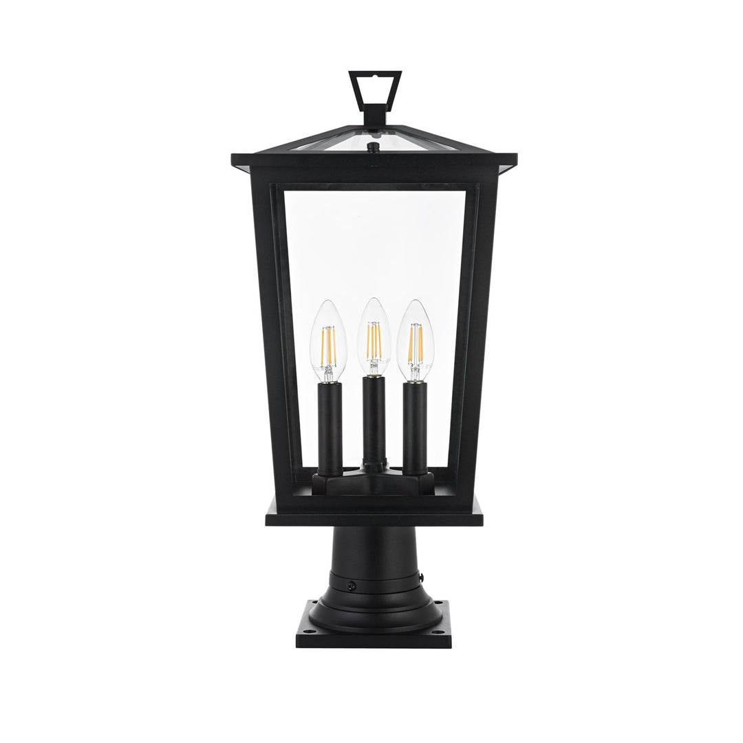 9.5 Inch Outdoor Post Light In Black - View 3 - Joshua Marshal