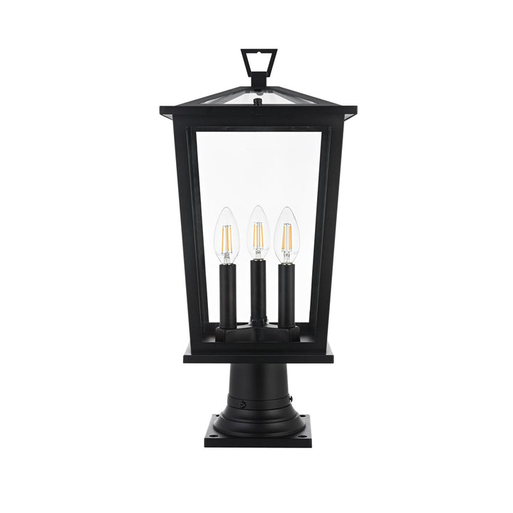 9.5 Inch Outdoor Post Light In Black - View 3 - Joshua Marshal