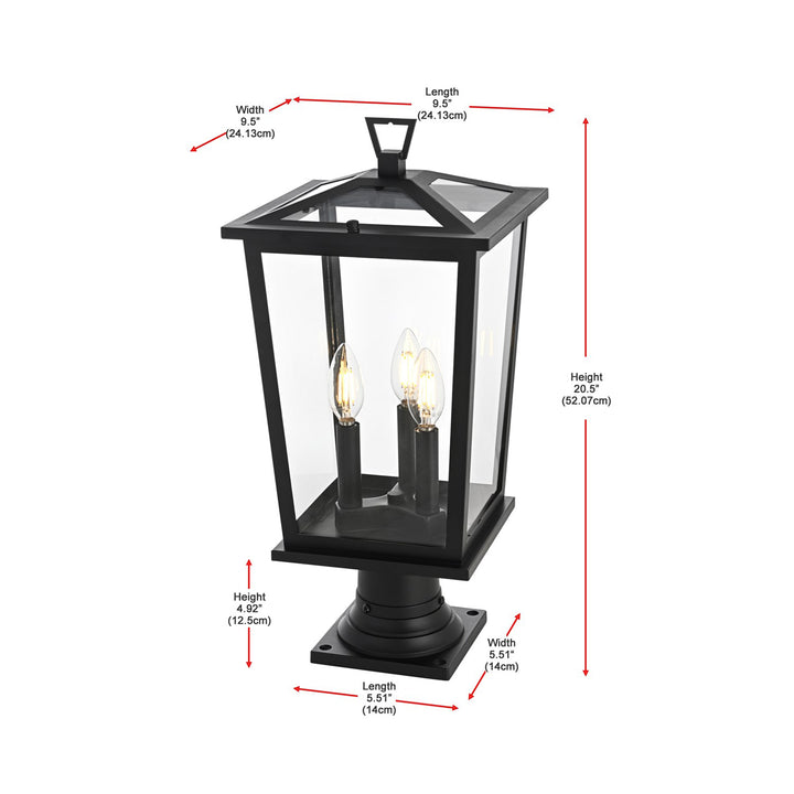 9.5 Inch Outdoor Post Light In Black - View 6 - Joshua Marshal