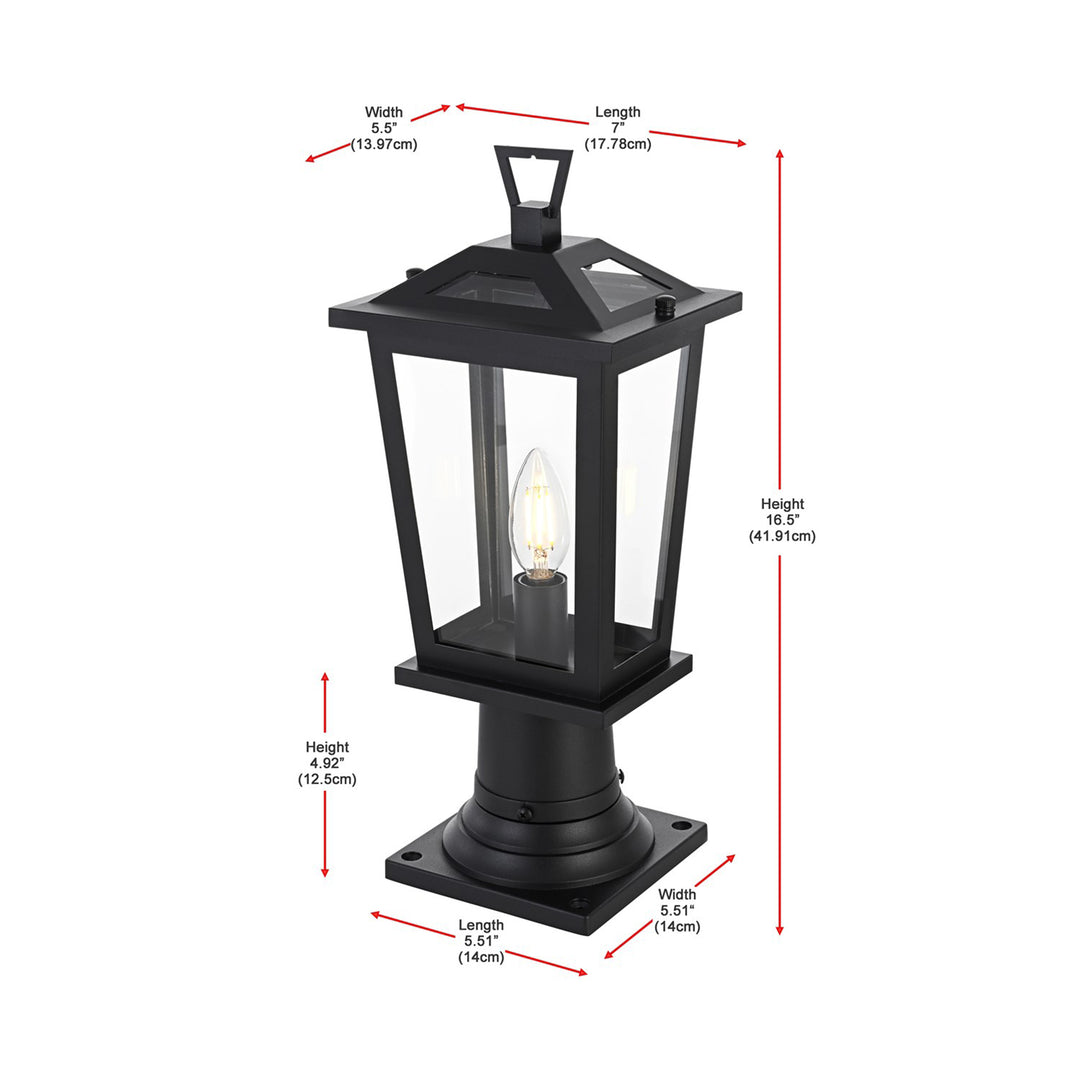 7 Inch Outdoor Post Light In Black - View 6 - Joshua Marshal