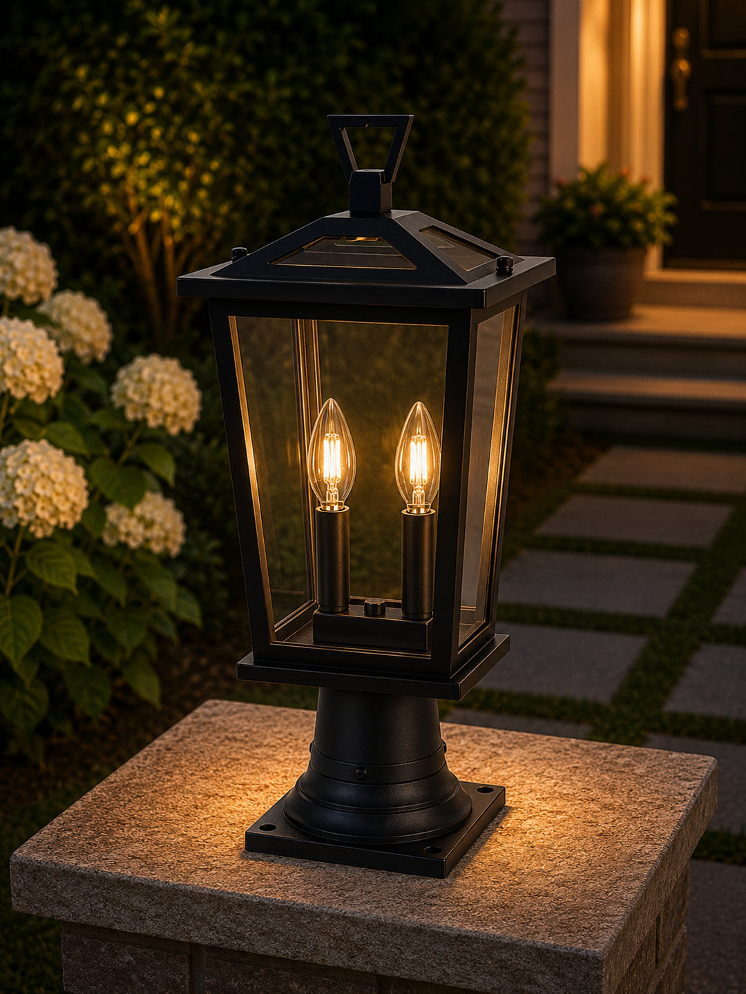 8.5 Inch Outdoor Post Light In Black - View 2 - Joshua Marshal