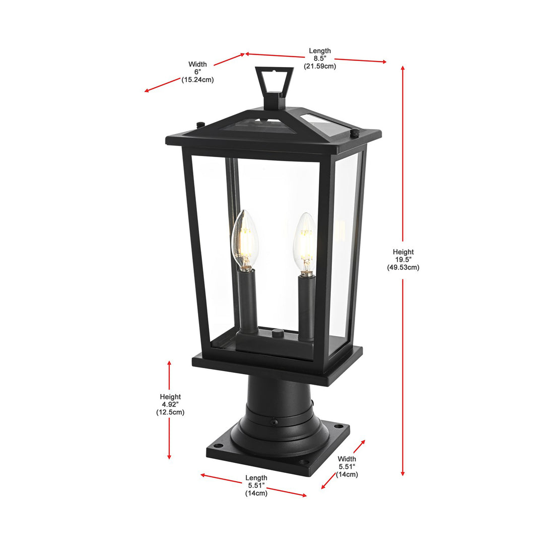 8.5 Inch Outdoor Post Light In Black - View 6 - Joshua Marshal