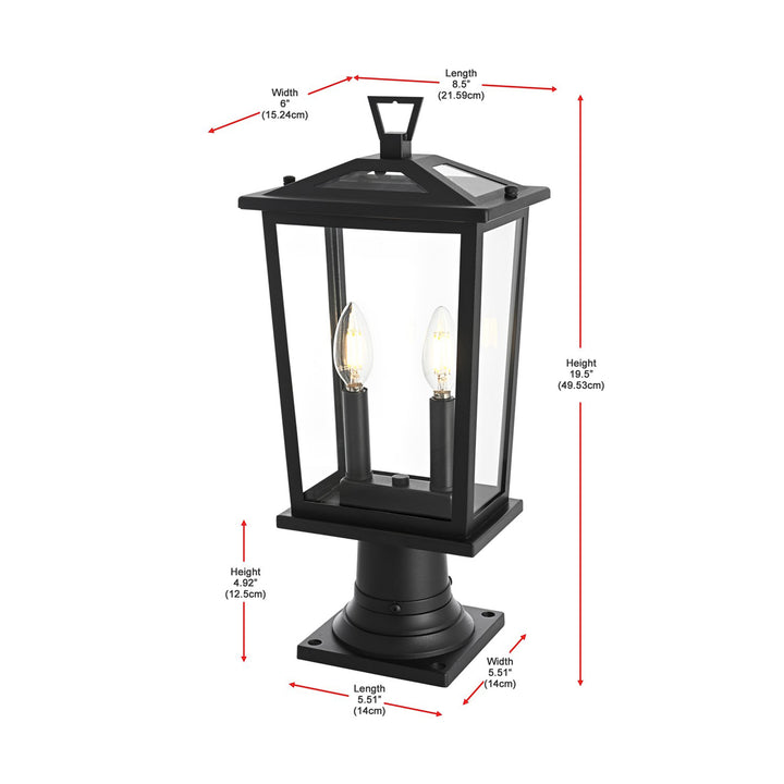 8.5 Inch Outdoor Post Light In Black - View 6 - Joshua Marshal