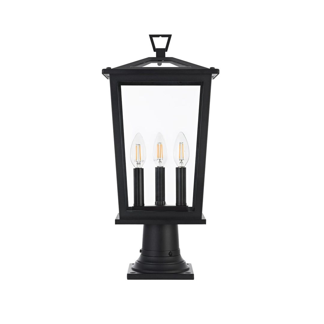 9.45 Inch Outdoor Post Light In Black - View 3 - Joshua Marshal