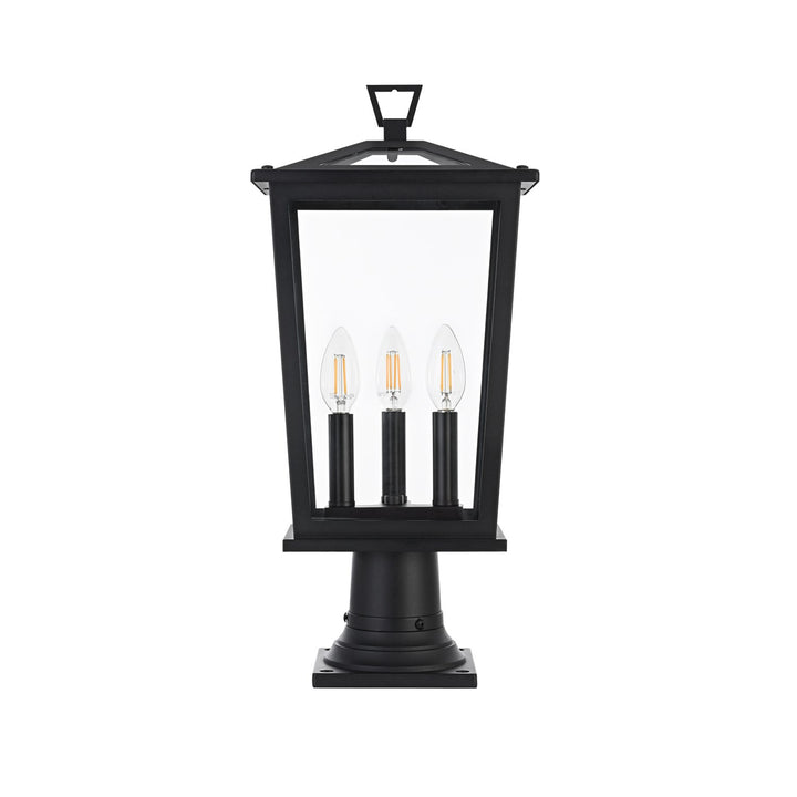 9.45 Inch Outdoor Post Light In Black - View 3 - Joshua Marshal