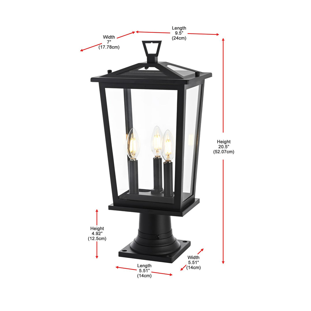 9.45 Inch Outdoor Post Light In Black - View 6 - Joshua Marshal