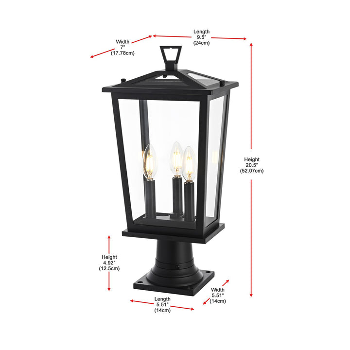 9.45 Inch Outdoor Post Light In Black - View 6 - Joshua Marshal