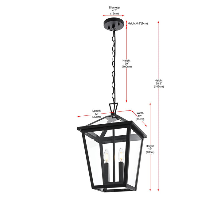12 Inch Outdoor Pendant In Black - View 6 - Joshua Marshal