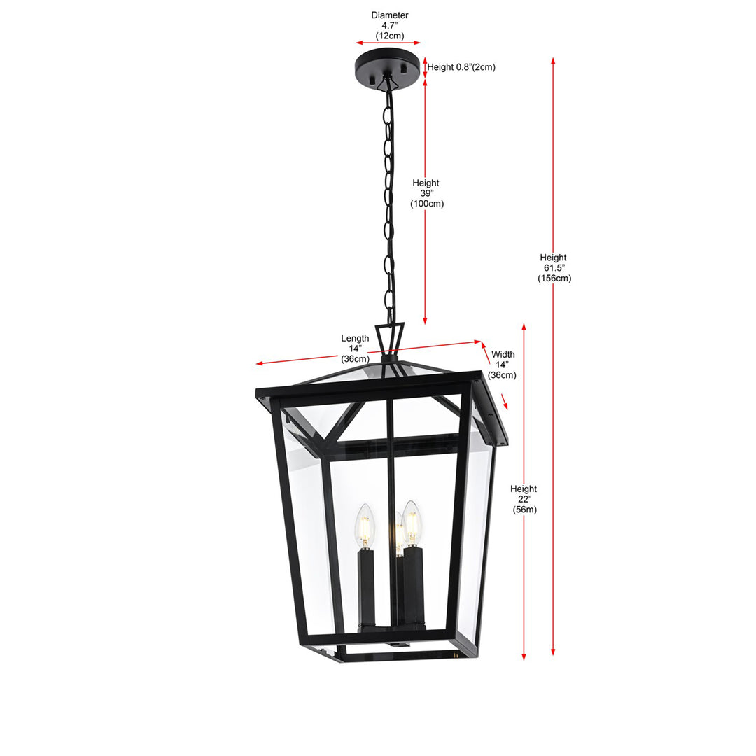 14 Inch Outdoor Pendant In Black - View 6 - Joshua Marshal