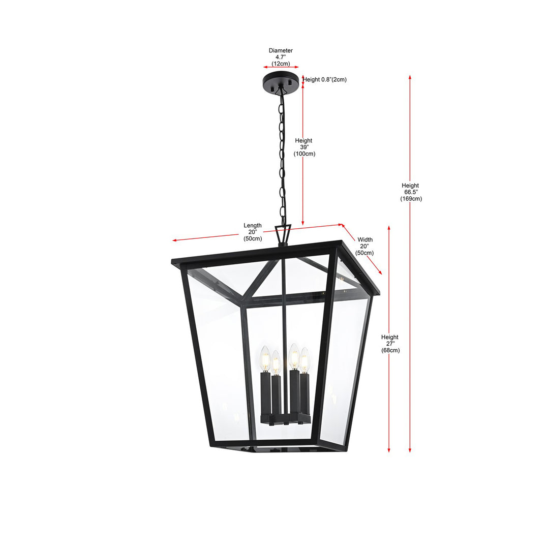 20 Inch Outdoor Pendant In Black - View 4 - Joshua Marshal