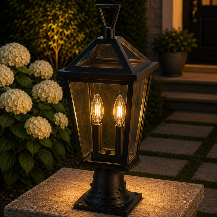 10 Inch Outdoor Post Light In Black Black Finish - LIGHTING by Joshua Marshal