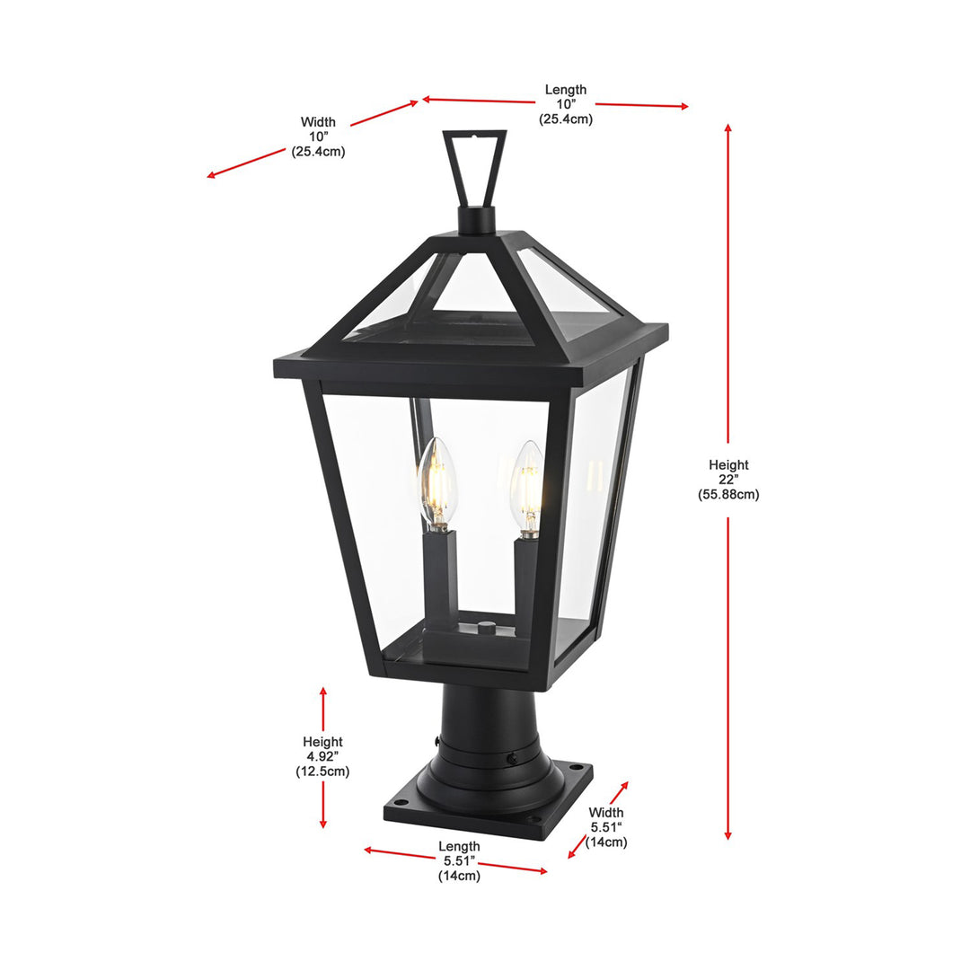 10 Inch Outdoor Post Light In Black - View 6 - Joshua Marshal