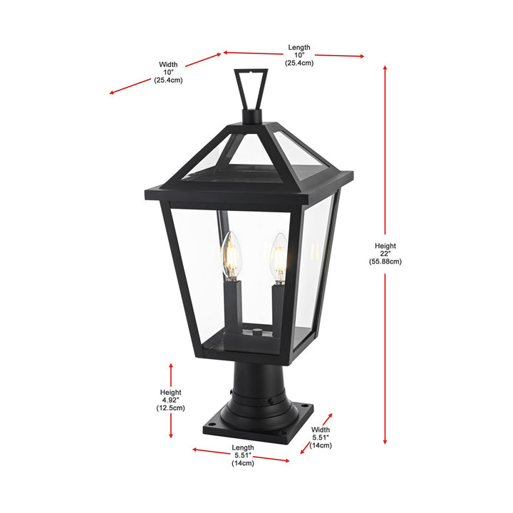 10 Inch Outdoor Post Light In Black - View 6 - Joshua Marshal