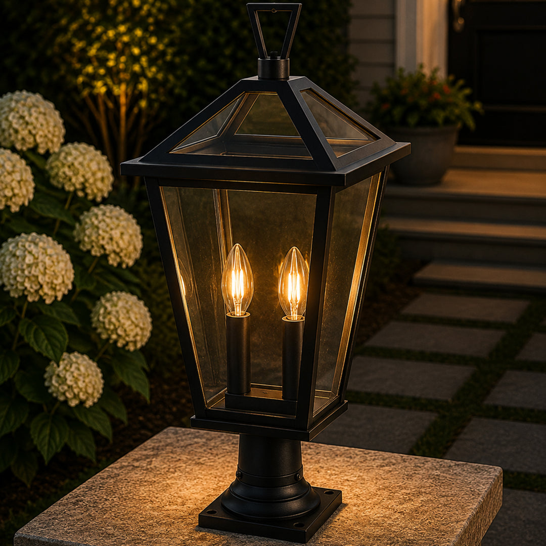 12 Inch Outdoor Post Light In Black Black Finish - LIGHTING by Joshua Marshal