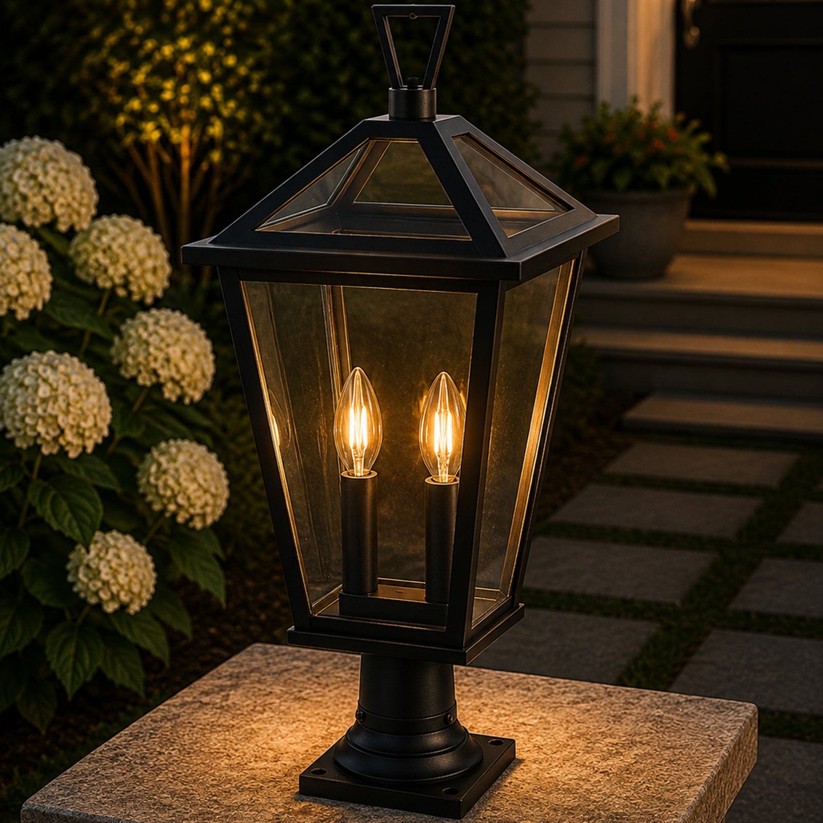 12 Inch Outdoor Post Light In Black Black Finish - LIGHTING by Joshua Marshal