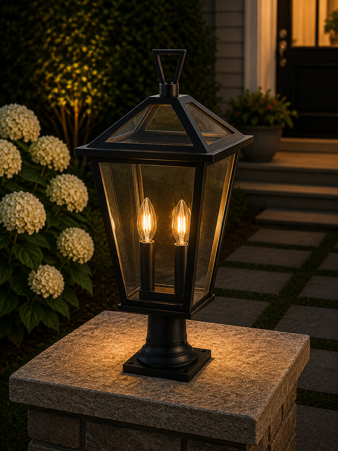 12 Inch Outdoor Post Light In Black - View 2 - Joshua Marshal