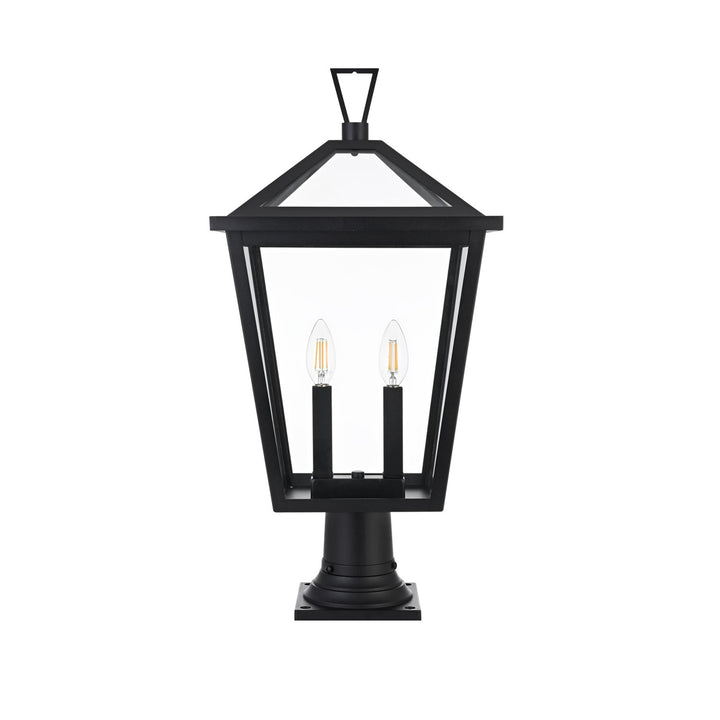 12 Inch Outdoor Post Light In Black - View 3 - Joshua Marshal