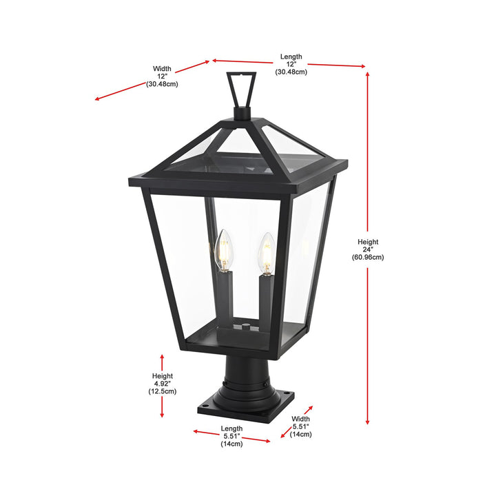 12 Inch Outdoor Post Light In Black - View 6 - Joshua Marshal