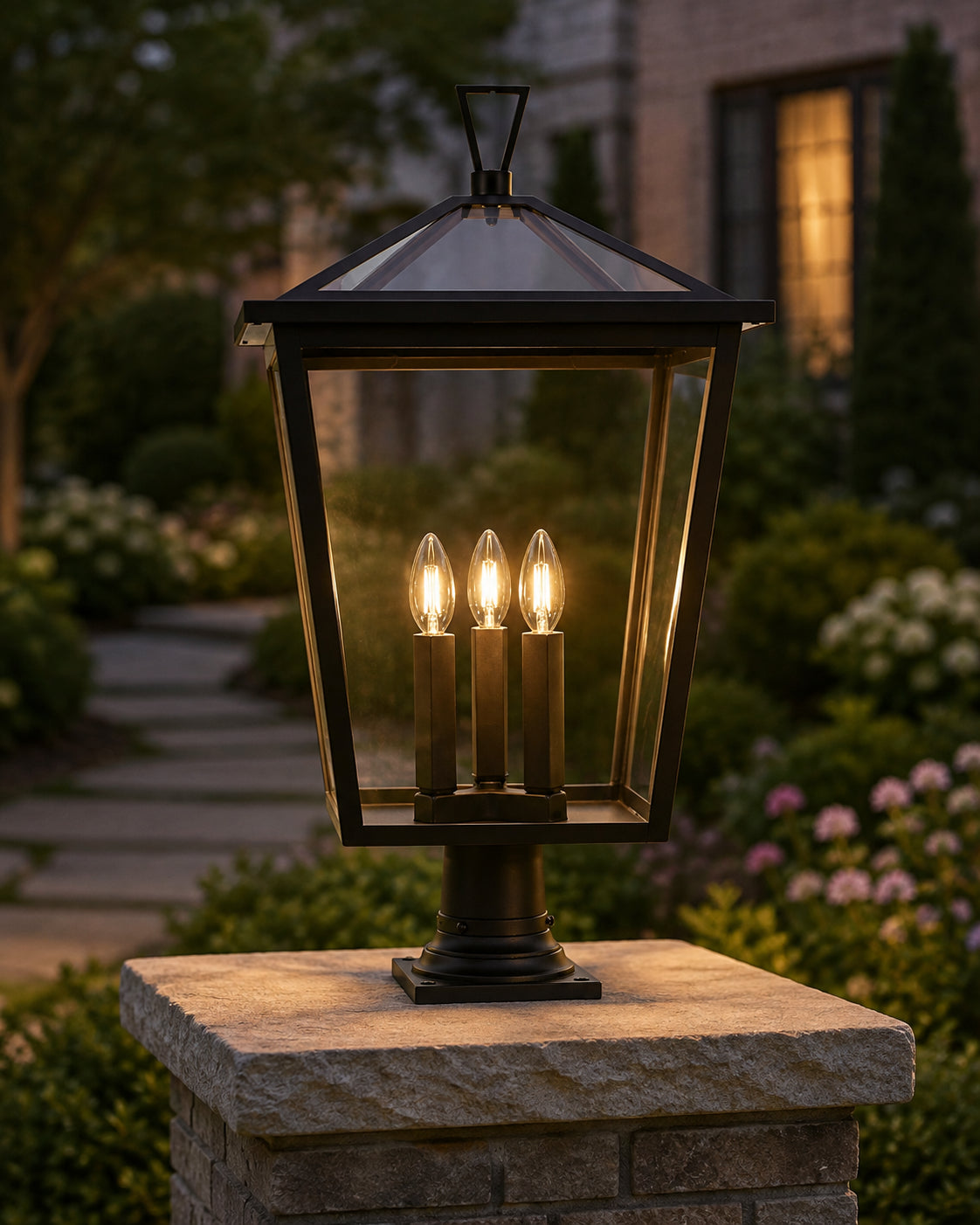 14 Inch Outdoor Post Light In Black - View 2 - Joshua Marshal